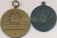 Iván István (1905-1968) 1949. 'Magyar Atlétikai Szövetség / Országos Női Ügyességi CS.B. Súlylökés - III. hely' Br díjérem füllel (40,5mm) + DN 'MÉMOSZ S.E. II. hely' fém díjérem füllel. Szign.:L (36mm) T:2