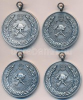 1958. '15 éves Önkéntes tűzoltói szolgálatért' fém kitüntetés szalag nélkül (4db) T:1,2