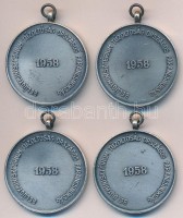 1958. '15 éves Önkéntes tűzoltói szolgálatért' fém kitüntetés szalag nélkül (4db) T:1,2