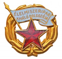 ~1960-1970. 'Élelmiszeripar Kiváló Dolgozója' aranyozott, zománcozott fém kitüntetés T:1-