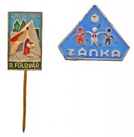 DN 'Camping Balatonföldvár' zománcozott fém kitűző + 'Zánka' zománcozott fém jelvény T:2,2-