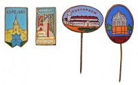 DN 'Esztergom' + 'Kaposvár' + 'Siófok Camping' + 'Tata' zománcozott fém kitűzők T:2