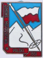Lengyelország 1951. 'Téli Bajnokság 1951' síelő zománcozott jelvény csavaros hátlappal T:1-
Poland 1951. 'Winter Championship 1951' ski enamelled badge with screw back C:AU