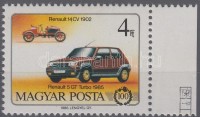 1986 100 éves az autó 4Ft ívszéli bélyeg ezüst színnyomat (Renault embléma) nélkül (100.000)