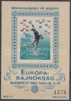 1963 Műkorcsolyázó és Jégtánc EB vágott blokk (16.000)