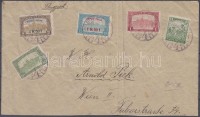 1918 Repülő posta sor díjkiegészített levélen Bécsbe (garancia nélkül / no guarantee)
