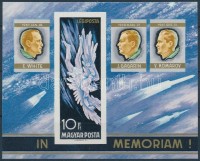 1968 In memoriam vágott blokk (3.500) (rozsdafoltok)