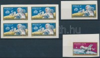 1970 Apollo-12 vágott ívsarki bélyeg + kisív + Szojuz 6-7-8 vágott ívsarki bélyeg (5.800) (rozsdafoltok)