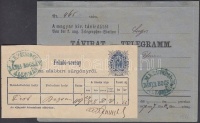 1871 Távirat boríték és távirati feladó-vevény zöld 'M.K. TÁVIRATI ÁLLOMÁS BÁNYA-BOGSÁN' pecséttel