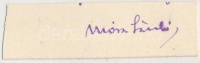 Móra László (1914-2009) magyar könyvtáros, tudománytörténész, az MTA doktora. A műszaki tudománytörténet jeles kutatója.
Aláírás kivágáson.