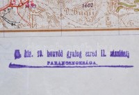 1917 Radautz és környéke a 40. repülőszázad megfigyelései alapján készített térkép a 19. honvéd gyalogezred bélyegzőjével / 1917 Radautz and area map made by the Hungarian air force 60x80 cm