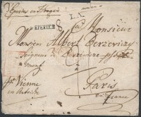 1819 Portós levél Párizsba / cover with postage due to France 'v EPERIES' - Paris érkezési bélyegzővel / with arrival postmark
