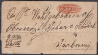 1821-1850 Portós levél / unpaid cover piros / red 'MARTZALY' - Jászberény