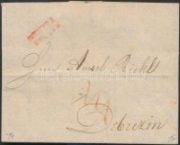 1823 Portós levél / cover with postage due piros / red 'NEUTRA / UNGARN' - Debrezin
