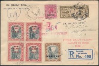 1930 Ajánlott első repülés levél / registered first flight cover 'NASSAU' - 'HONDURAS' - 'MIAMI'