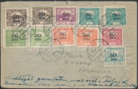 1920 Levél 11 db 'SO 1920' felülnyomású bélyeggel Késmárkra / Cover with 'SO 1921' overprinted stamps to Késmark