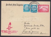 1933 Zeppelin 5. dél-amerikai útja levél / 5th South America flight cover to Brasil
