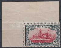 Kiautschou 1905 Mi 27B ívsarki bélyeg, a felső ívszél elvált / corner piece, the above margin aparted. Certificate: Lantelme