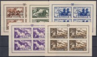Belgium Flamand Légió 1943 kiadatlan kisívsor  5 kisív, hátoldlukon  +50Fr kisív képével / 5 unissued minisheets all with design of +50Fr on the backside (próbanyomatok? / proofs?)