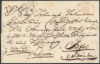 ca. 1830 Ajánlott portós levél / registered cover with postage due piros / red 'RECOMANDO / NB / GÜNS' + 'GÜNS' - Siófok