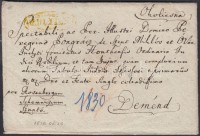 1830 Portós levél / cover with postage due sárga / yellow 'OKOLITSNA' - Deménd
