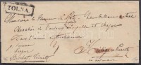 1830-1840 Portós levél / cover with postage due 'TOLNA.' - Heiligenkreutz