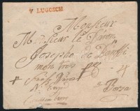 1784 Portós levél / cover with postage due piros / red 'v LUGOSCH' - Borsa
