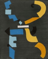 Lossonczy Tamás (1904 - 2009): Absztrakt kép, 1981, olaj, vászon, 50  x 40,5 cm