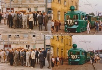 1987 Budapest, 100 éves a HÉV ünnepség és a szerelvény fotósorozata, 21 db színes fénykép, 10x15 cm