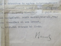 Kézirat. BENITZKY Ödön (1878-1931, belügyminiszter) a Magyar belügyminister fejléces papírján géppel írt, aláírt hivatalos levele Dr. Waltner Jenő számára.