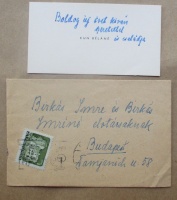 Kézirat. KUN Béláné (szül. Gál Irén, 1890-1974, zongoratanárnő) autográf sorai névjegyén.