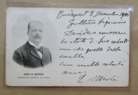 Kézirat. QUIRINO, Merli R. énekmester tintával írt, autográf, aláírt saját magát ábrázoló képes levelezőlapja Éder Berta számára.
