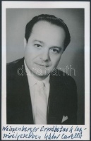 Carelli Gábor (1915-1999) operaénekes, tenorista dedikációja az őt ábrázoló fotón