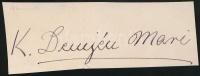 K. Demjén Mari (1857-1928), színész.  Aláírás kivágáson.