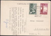 1952 Géppel írt képeslap Bartók János saját kezű aláírással