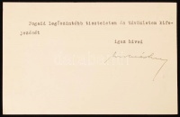 1937 Molnár Imre országgyúlési képviselő saját kézzel aláírt lapja