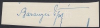 Baranyai Lipót (1894-1970) pénzügyi szakember, az MTA tagja (1940&#8211;1949), a Magyar Nemzeti Bank elnöke. Aláírás kivágáson.