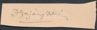 Gajáry István dr. (1884-1939), zeneszerző. Aláírás kivágáson.