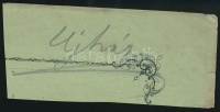 Újházi Ede (1841-1915) magyar színész, jellemkomikus, a realista színjátszás egyik úttörője. Aláírás kivágáson.