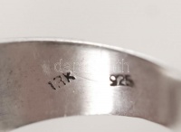 Ezüst(Ag) gyűrű markazittal, zománccal, jelzett, méret: 57, br: 7,9 g / silver ring, size: 57, br: 7,9 g