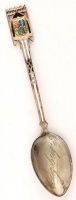 XIX. sz vége: Königsberg ezüst kanál, zománcfestett képpel és címerrel / Vintage silver spoon. Königsberg, Germany 17,5 g
