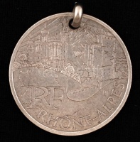 Ezüst 10 eurós érme 'Rhone -Alpes' kifúrva,d:3cm/  EUR 10 silver coin 'Rhone -Alpes',d: 3cm