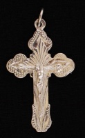 Ezüst feszület korpusszal,hátoldalon cirill betűs felirat, jelzett, Ag., 3,4gr. /Silver crucifix corpus backside Cyrillic inscription indicated, Ag. 3,4gr.