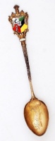 XIX. sz vége: Thale a. H. aranyozott ezüst kanál, zománcfestett képpel és címerrel / Vintage silver spoon. Thale a. H., Germany 11 g