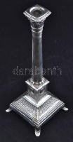 Ezüst (Ag.) lengyel historizáló gyertyatartó pár, jelzett, jó állapotban, nettó:620 g, m:33 cm (2×) / Pair of Polish silver (Ag.) candlestick, marked, in good condition, net weight: 620 g, h: 33 cm each