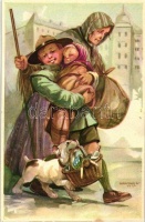 'A cserkész ahol tud, segít' / Scout carrying a baby, s: Márton L.