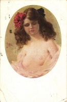 Erotic nude art postcard, M. Munk Nr. 1212., artist signed (small tear)