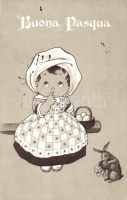Buona Pasqua, girl, rabbit (EB)