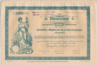Jászapáti 1923. 'Jászapáti Gőzmalom Részvénytársaság' részvénye 200K-ról szelvényekkel, felülbélyegezéssel és szárazpecséttel T:II-