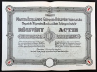 Budapest 1926. 'Magyar Általános Gépgyár Részvénytársaság' részvénye 10P-ről, szelvényekkel és szárazpecséttel T:II